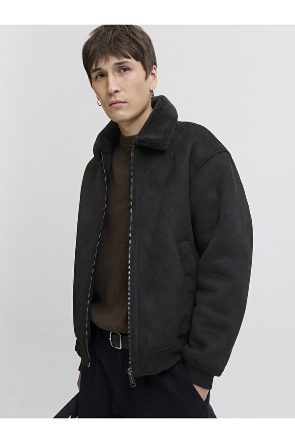 Jack & Jones Jack Jones Jprbluluke Bomber Jacket Sn Erkek Siyah Mont 12282444-02