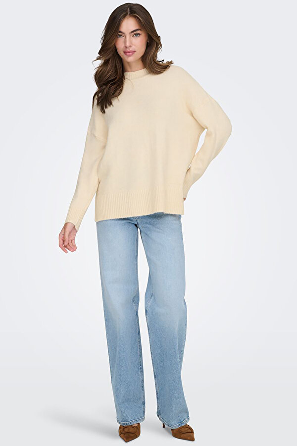 Only Kadın Onlhazel Yarım Balıkçı Oversize Yünlü Örme Kazak 15352853 Krem