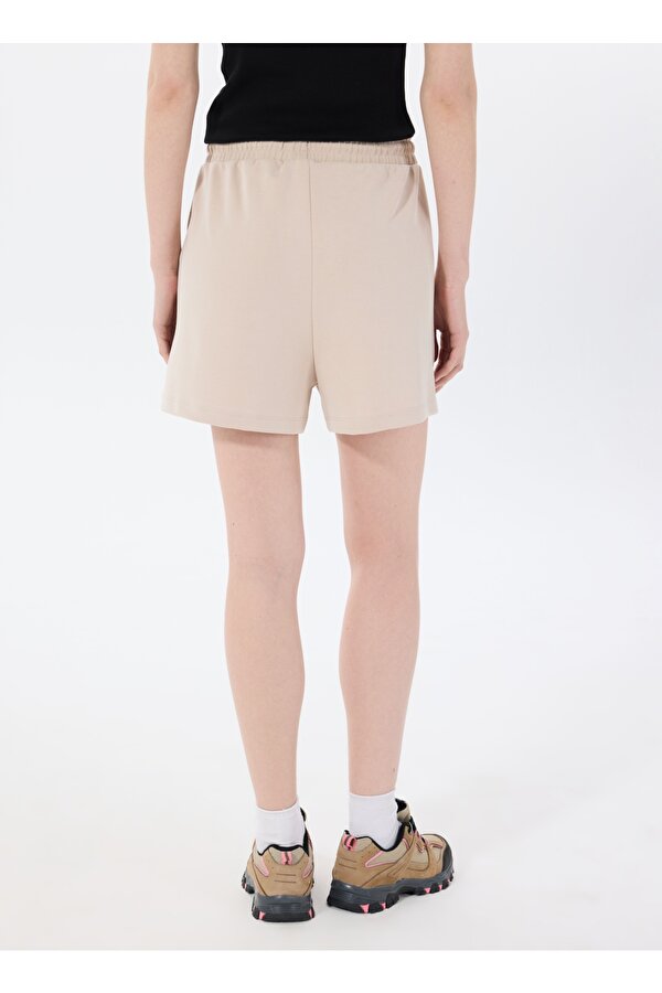 Discovery Expedition D4SL-SHT3023 Bej Standart Baskılı Kadın Sweat Şort