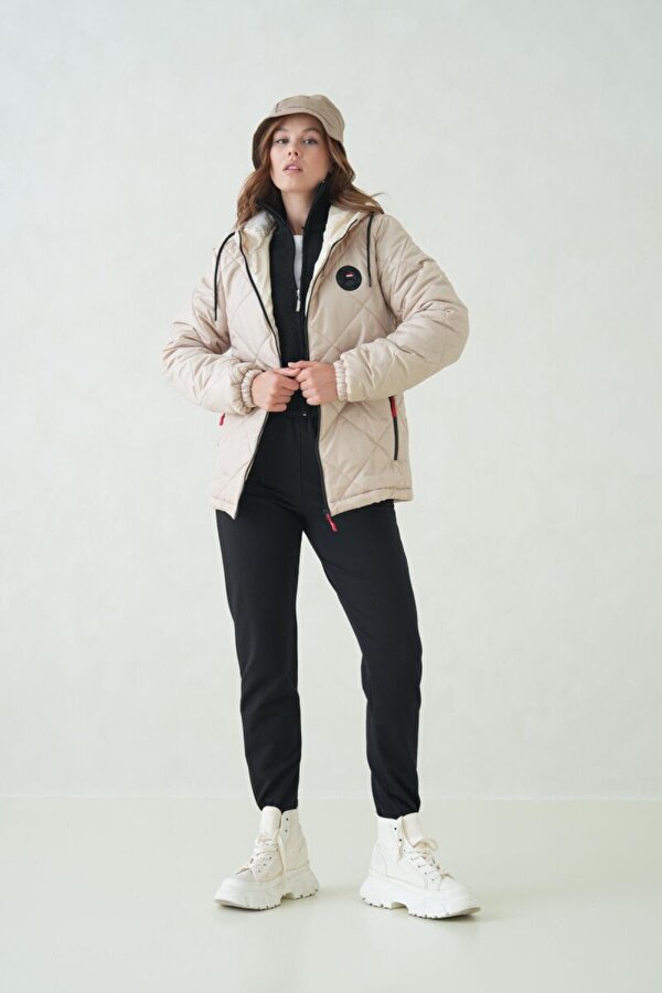 D1fference Su ve Rüzgar Geçirmez Jel Elyaflı Kapitone Cepli Spor Mont