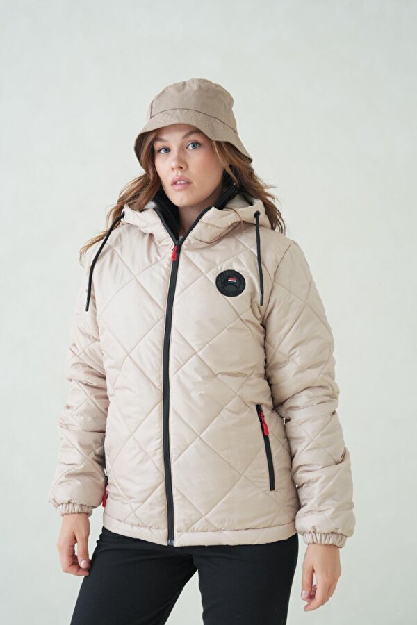 D1fference Su ve Rüzgar Geçirmez Jel Elyaflı Kapitone Cepli Spor Mont