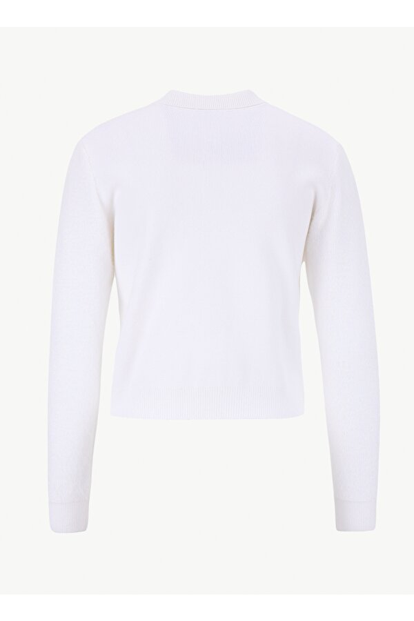 Fabrika Polo Yaka Relaxed Örgü Desenli Ekru Kazak Kadın F5WL-KZK0082