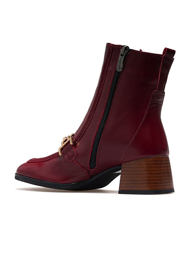 Mammamia Kadın Hakiki Deri Loafer Günlük Bot 25k D25kb-8270 Z Bordo Kırışık Rugan