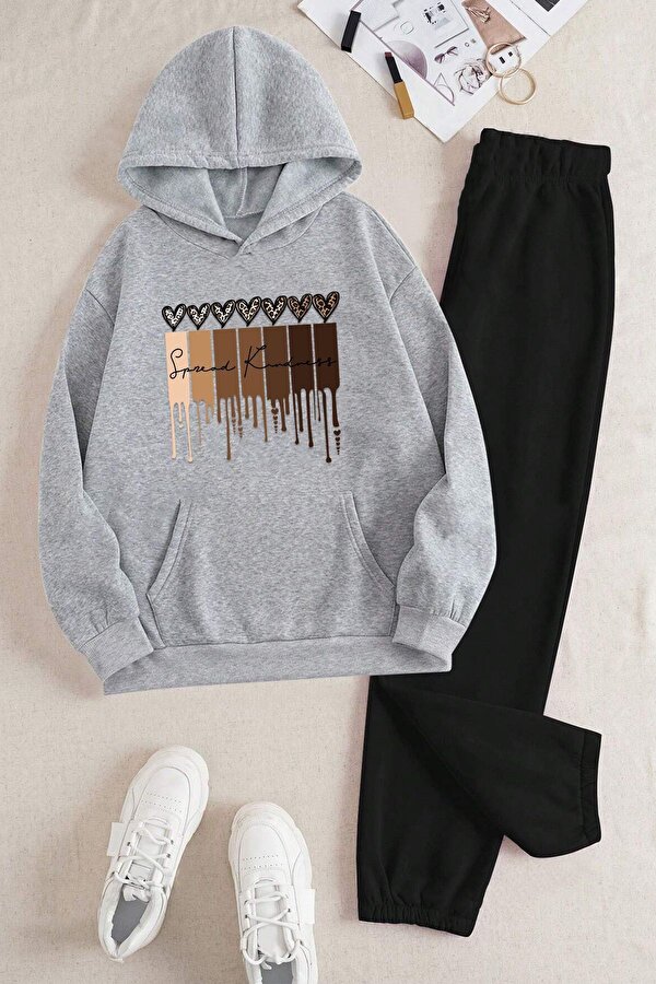 uyguntarz Leopar Kalp Baskılı Eşofman Takımı