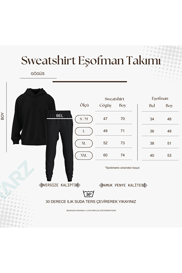 uyguntarz Unisex Be Happy Baskılı Oversize Sweatshirt Takım