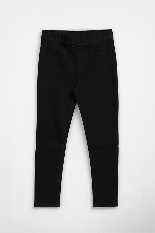 Blue White Kadın Beli Lastikli Siyah Tayt Jean Pantolon