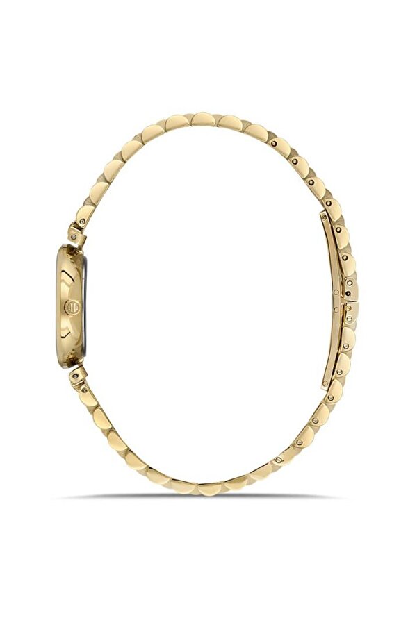 Hislon QL143G-09SG Yansıma Önleyici Safir Kaplama Cam Çelik Kordon Çelik Kasa 3 ATM Suya Dayanıklı Altın Renk Kadın Kol Saati