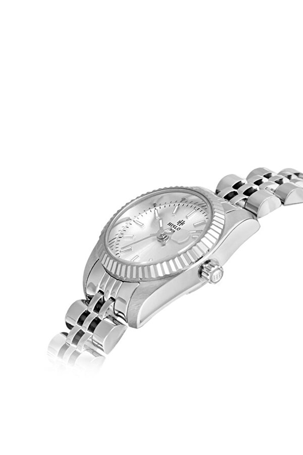 Hislon QL155S-02SS Safir Çizilmez Cam Bombeli Takvim Metalik Renk Kadın Kol Saati