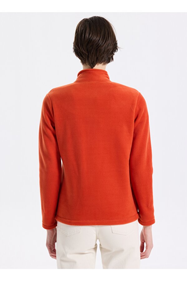 Discovery Expedition D5WL-SWT3303 Kiremit Dik Yaka Basic Düz Kadın Polar Sweatshırt