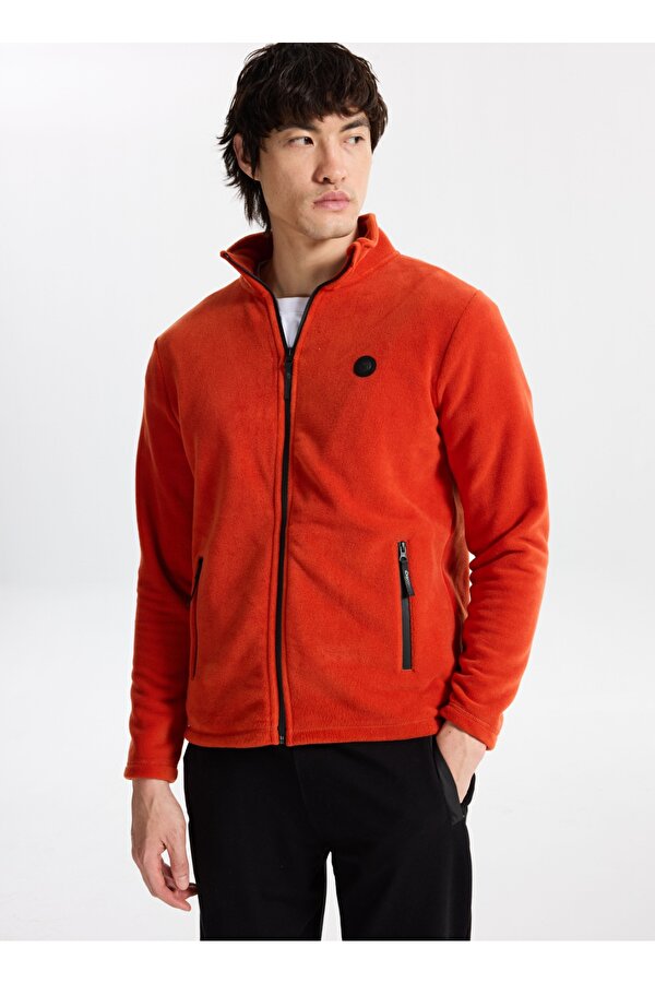 Discovery Expedition D5WM-SWT3301 Kiremit Dik Yaka Basic Düz Erkek Polar Sweatshırt