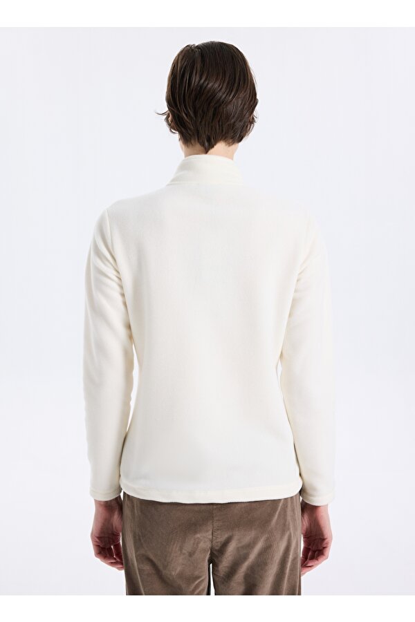 Discovery Expedition D5WL-SWT3302 Beyaz Fermuarlı Yaka Basic Düz Kadın Polar Sweatshırt