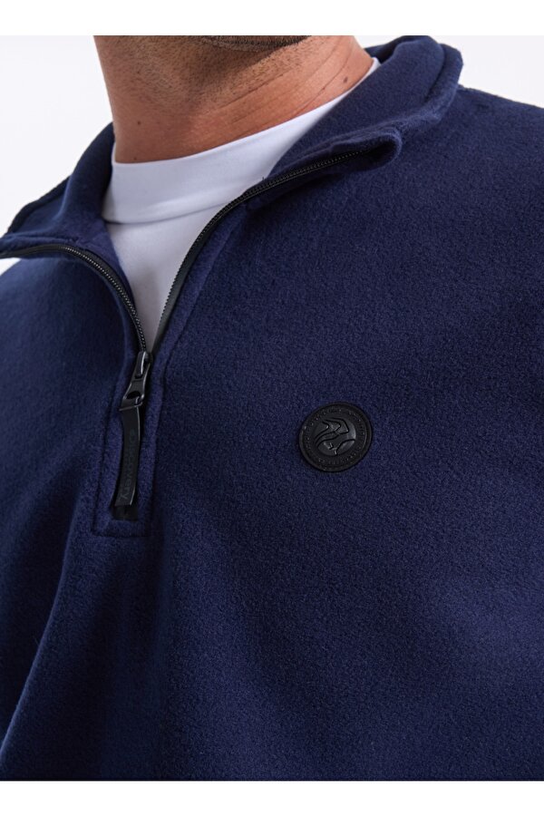 Discovery Expedition D5WM-SWT3300 Lacivert Fermuarlı Yaka Basic Düz Erkek Polar Sweatshırt