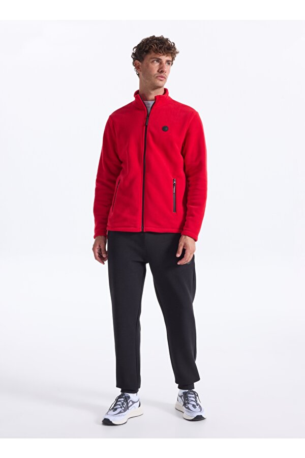 Discovery Expedition D5WM-SWT3301 Kırmızı Dik Yaka Basic Düz Erkek Polar Sweatshırt