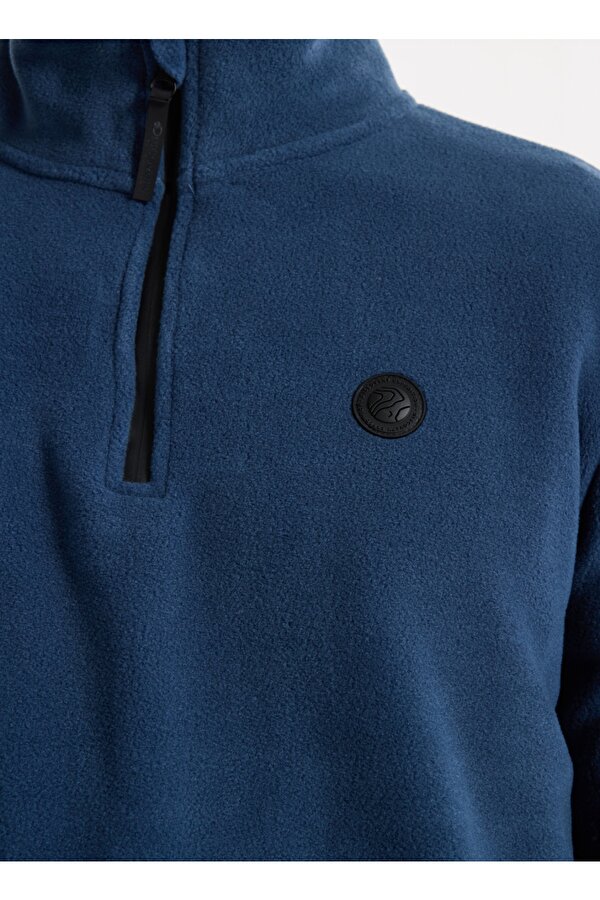Discovery Expedition D5WM-SWT3300 İndigo Fermuarlı Yaka Basic Düz Erkek Polar Sweatshırt