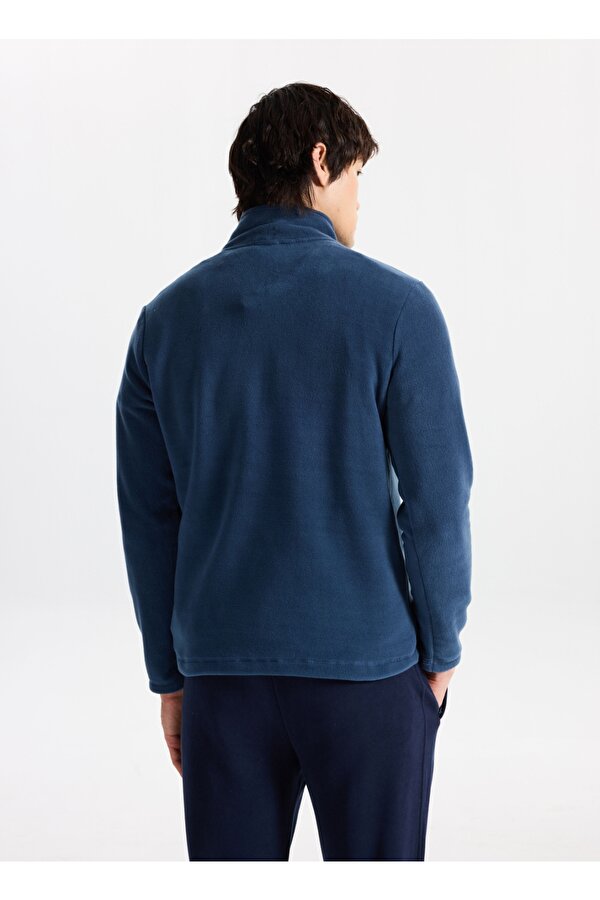 Discovery Expedition D5WM-SWT3300 İndigo Fermuarlı Yaka Basic Düz Erkek Polar Sweatshırt