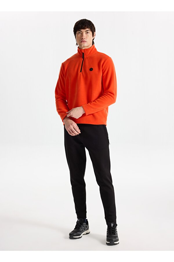 Discovery Expedition D5WM-SWT3300 Turuncu Fermuarlı Yaka Basic Düz Erkek Polar Sweatshırt