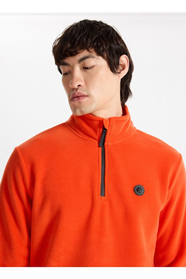 Discovery Expedition D5WM-SWT3300 Turuncu Fermuarlı Yaka Basic Düz Erkek Polar Sweatshırt