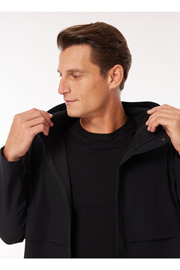 Fabrika Kapüşon Yaka Düz Siyah Erkek Sweatmont F4WM-SWT 2082