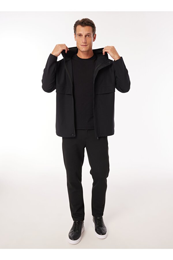 Fabrika Kapüşon Yaka Düz Siyah Erkek Sweatmont F4WM-SWT 2082