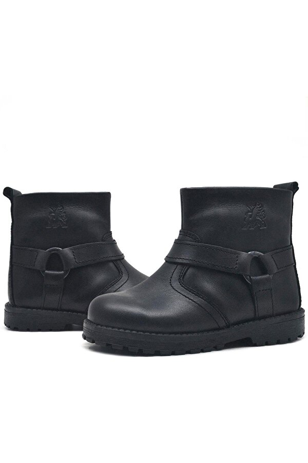 Rakerplus Chiron Hakiki Deri Siyah Fermuarlı Bebek Çizme