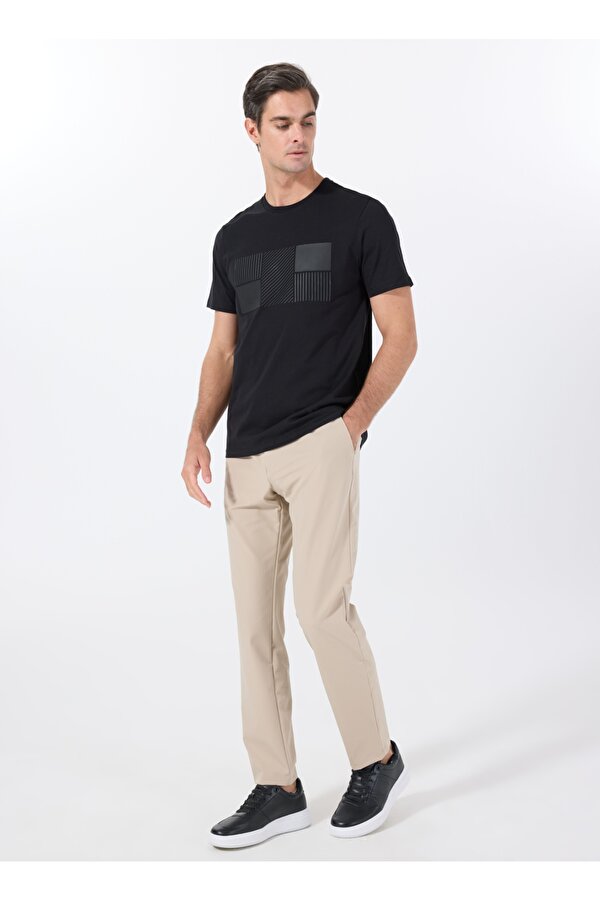 Fabrika Bisiklet Yaka Baskılı Siyah Erkek T-Shirt F5SM-TST 2076