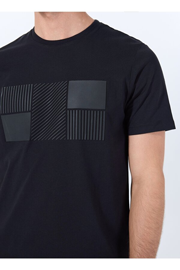 Fabrika Bisiklet Yaka Baskılı Siyah Erkek T-Shirt F5SM-TST 2076