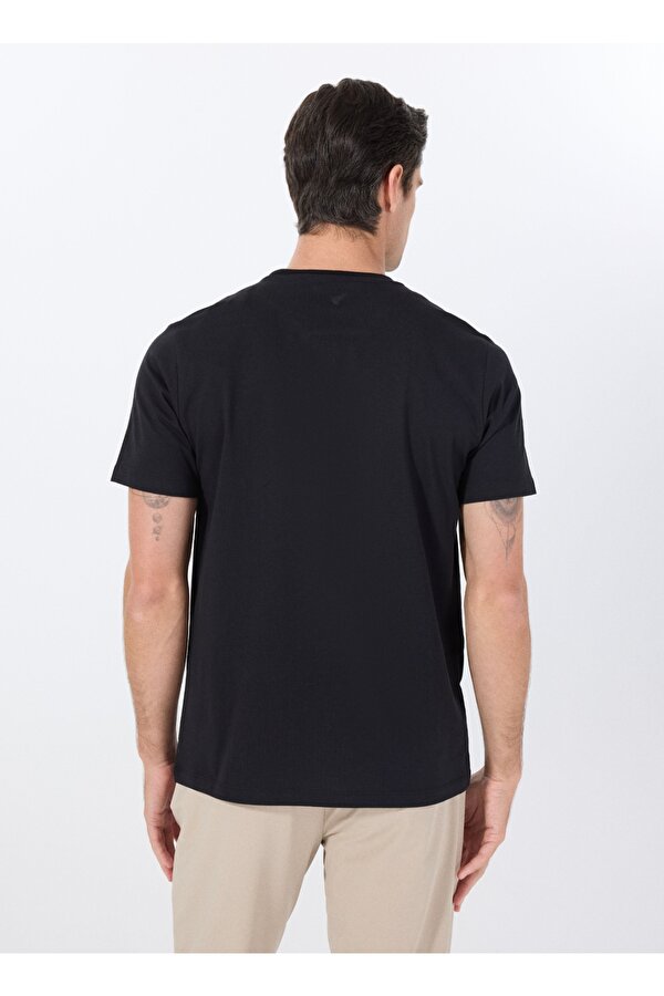 Fabrika Bisiklet Yaka Baskılı Siyah Erkek T-Shirt F5SM-TST 2076