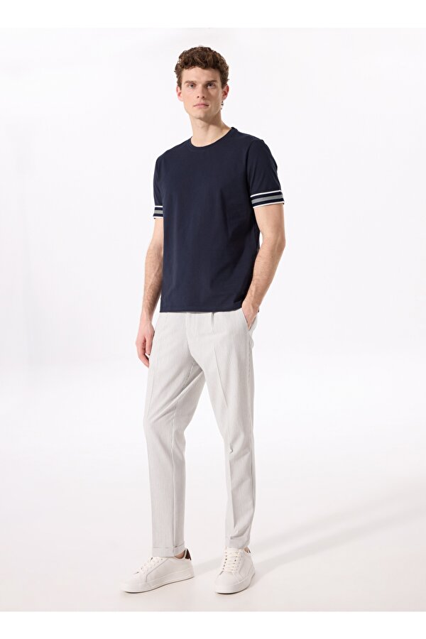 Fabrika Bisiklet Yaka Düz Lacivert Erkek T-Shirt F5SM-TST 2738