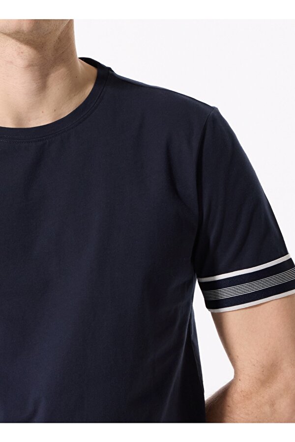 Fabrika Bisiklet Yaka Düz Lacivert Erkek T-Shirt F5SM-TST 2738