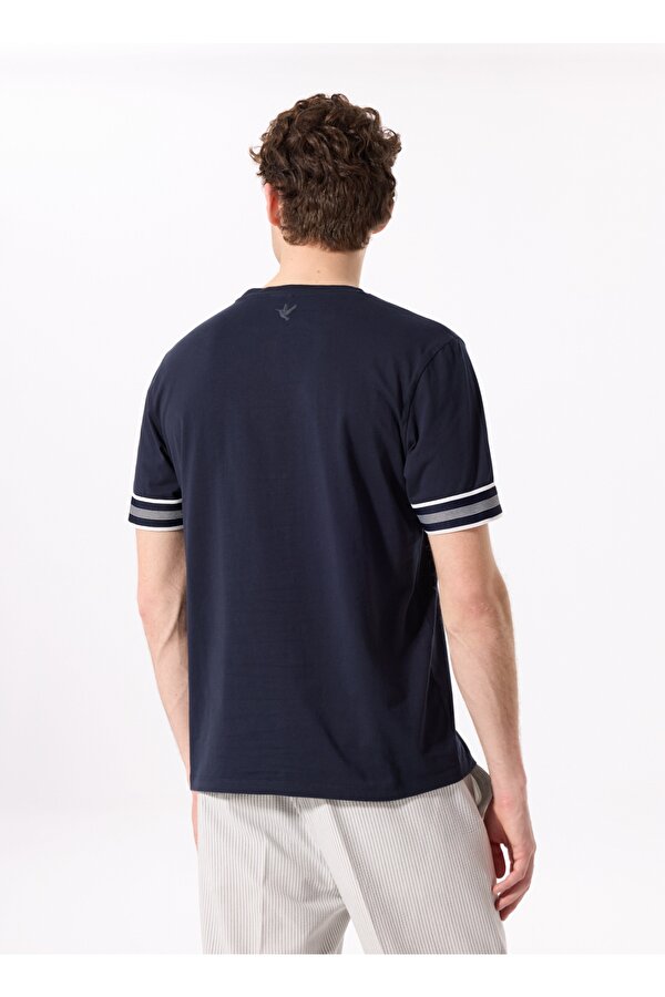 Fabrika Bisiklet Yaka Düz Lacivert Erkek T-Shirt F5SM-TST 2738
