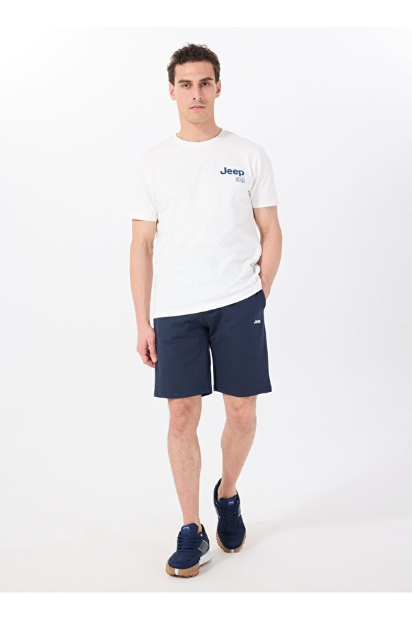 Jeep Bisiklet Yaka Baskılı Kırık Beyaz Erkek T-Shirt J5SM-TST7289