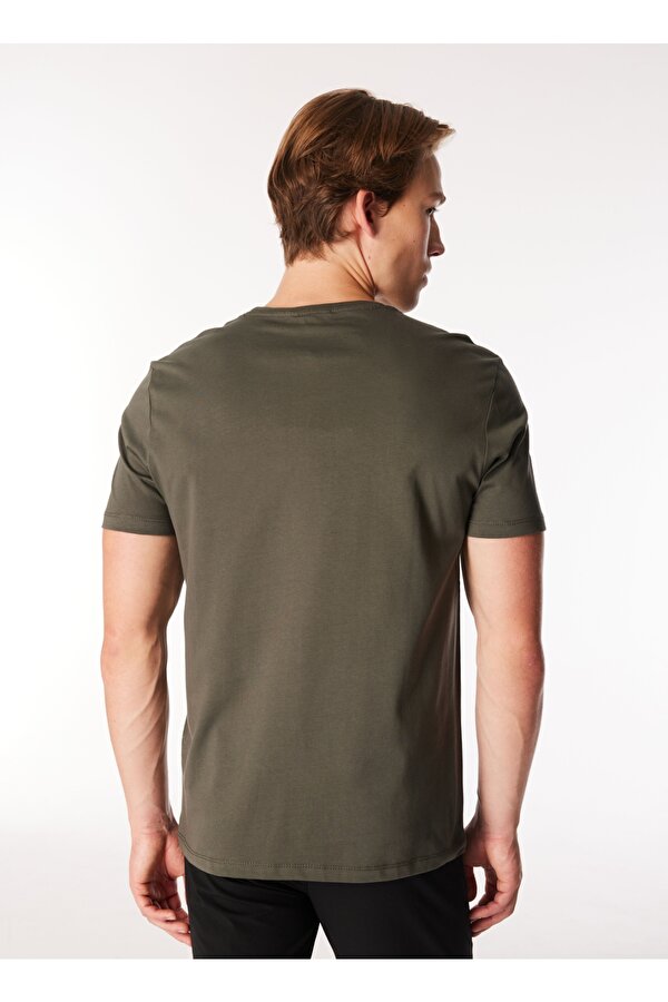 Jeep Bisiklet Yaka Baskılı Haki Erkek T-Shirt J4WM-TST7214