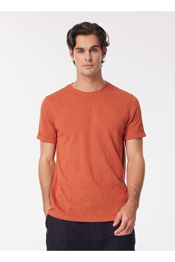 Fabrika Bisiklet Yaka Düz Kiremit Erkek T-Shirt F4SM-TST 0103