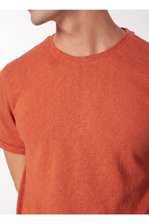 Fabrika Bisiklet Yaka Düz Kiremit Erkek T-Shirt F4SM-TST 0103