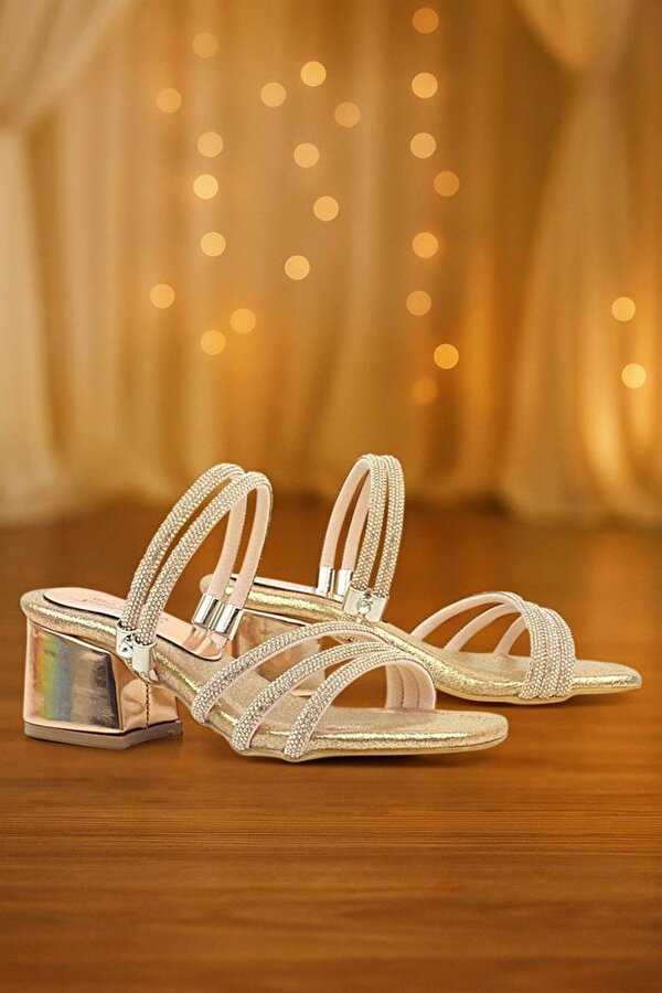 Hapshoe Kids Judy Bakır Taşlı Kız Çocuk Topuklu Terlik Ayakkabı