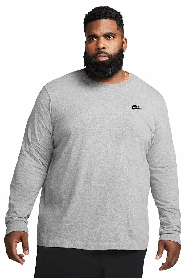 Nike M NSW CLUB TEE - LS Gri Erkek Sweatshirt