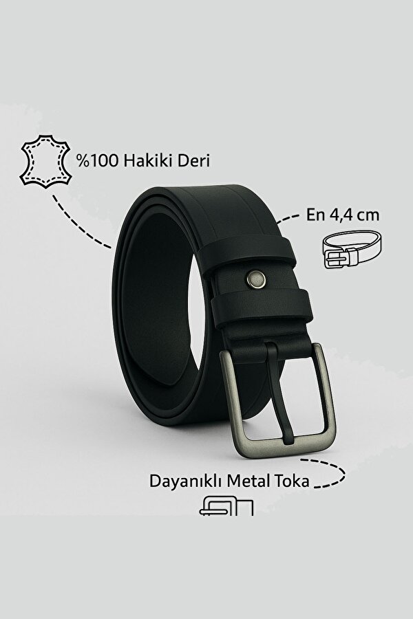 Louisiana Polo %100 Hakiki Deri Kemer Erkek Spor Kemer Siyah 0160