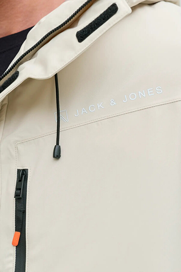 Jack & Jones Erkek Jjalpes Kapüşonlu Su ve Rüzgar Geçirmez Mont 12284649 Taş