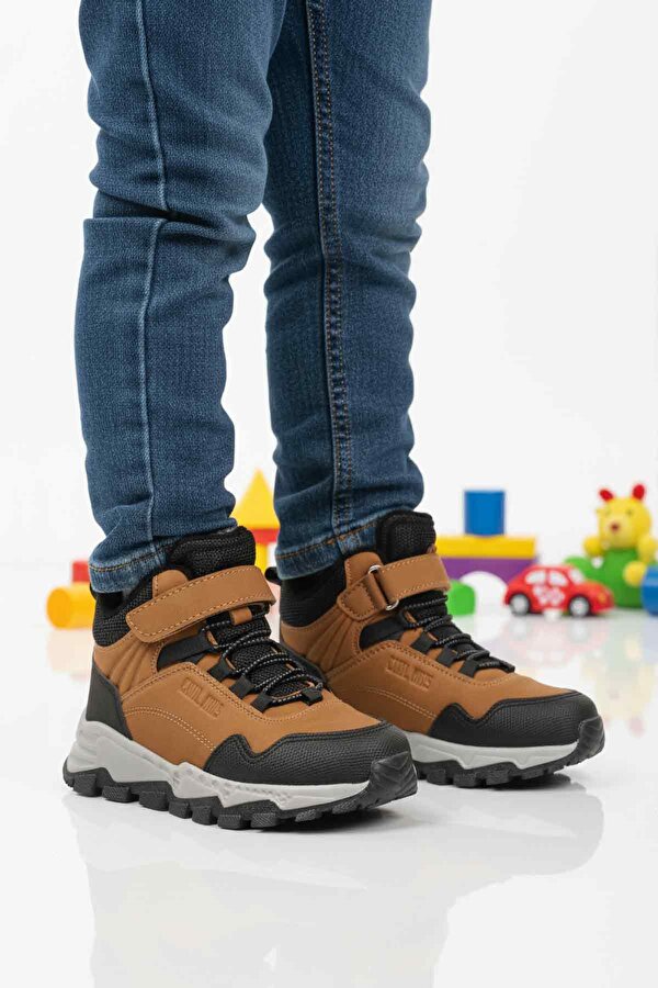 Taba Gri Cırtlı Kaymaz Unisex Cırtlı Çocuk Bot Doruk P