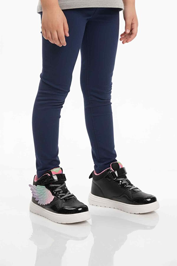 Siyah Cırtlı Hafif Bilek Boy Kız Çocuk Sneaker Bot Helen F
