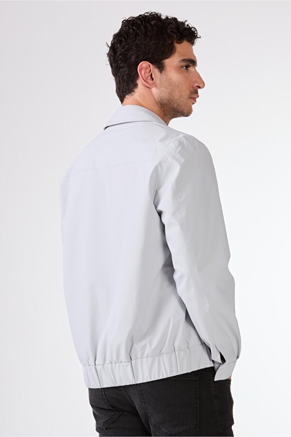 Dufy Gri Erkek Regular Fit Düz Klasik Yaka Bomber Mont