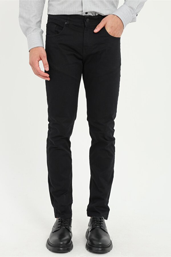 Dufy SİYAH   DÜZ ERKEK PANTOLON - SLIM FIT