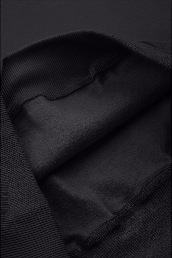 Deep Sea DeepSEA Erkek Füme Relax Fit İçi Polarlı %100 Pamuk Yarım Fermuarlı Dik Yaka Sweatshirt 2600760