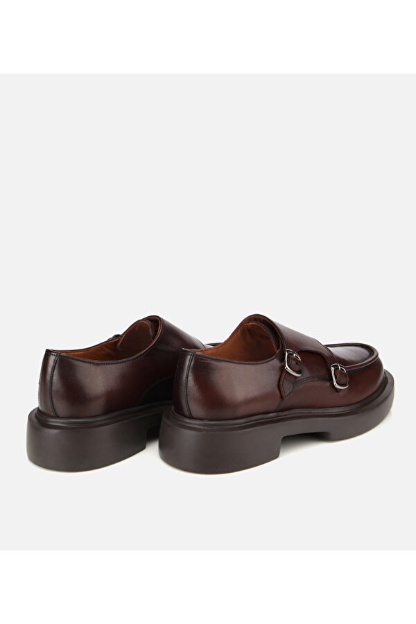 Hotiç Erkek Deri Kahverengi Metal Tokalı Klasik Loafer