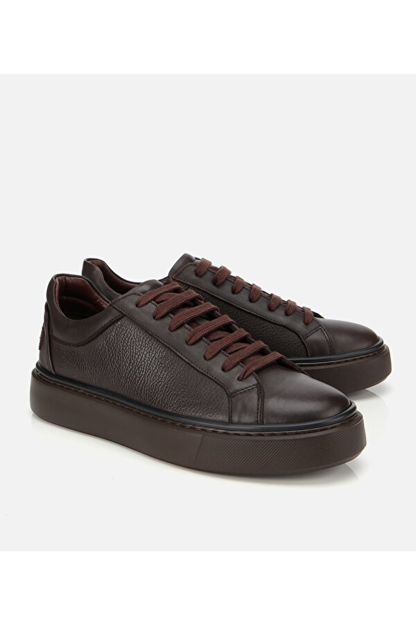 Hotiç Erkek Deri Kahverengi Kalın Tabanlı Spor Ayakkabı