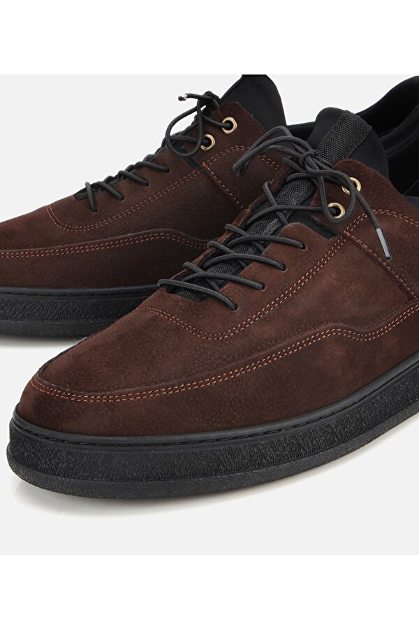 Hotiç Erkek Nubuk Deri Kahverengi Rahat Tabanlı Comfort Spor Ayakkabı