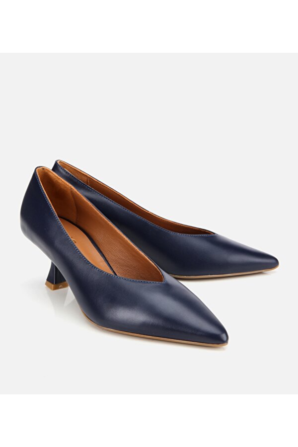 Hotiç Kadın Deri Lacivert İnce Topuklu Stiletto