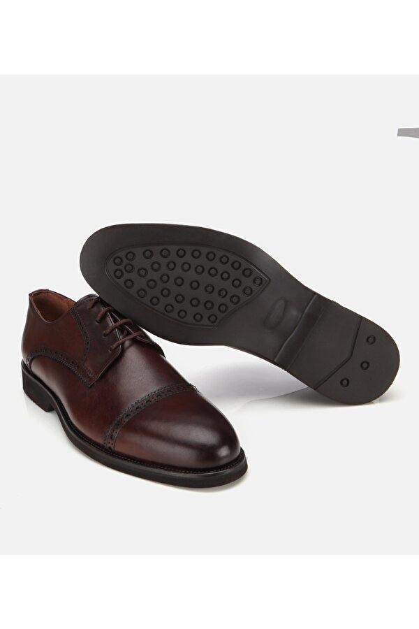 Hotiç Erkek Deri Kahvrengi İşlemeli Klasik Ayakkabı