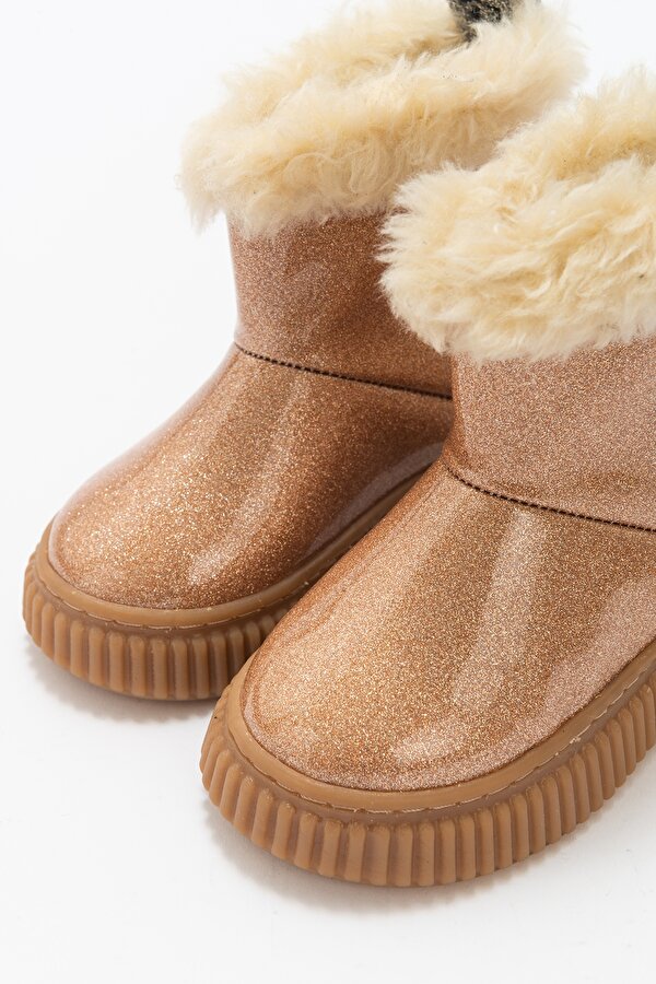 Mnpc Kız Çocuk Platin Simli Suni Deri Kürklü Anatomik Kar Botu