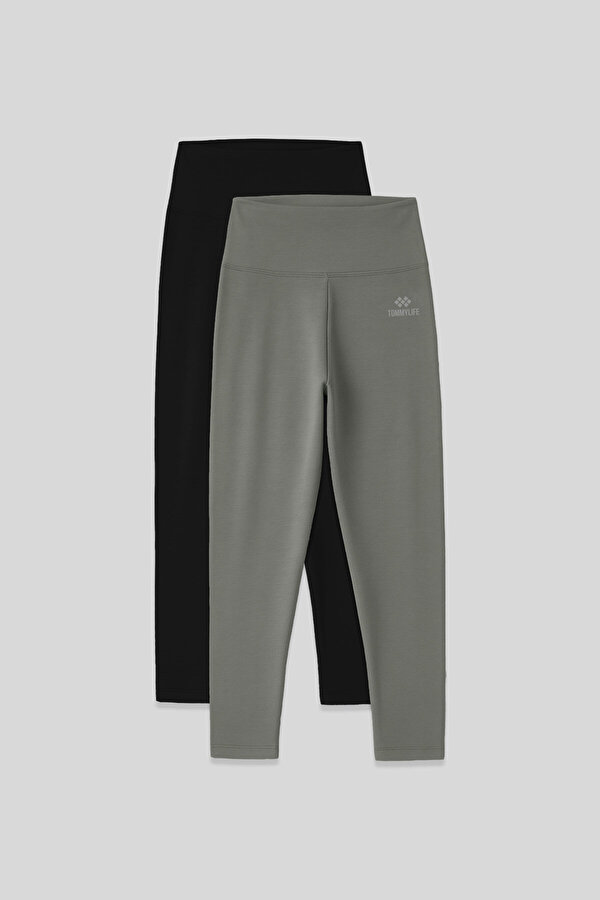 Slim Fit 2li Paket Siyah-Çağla Kadın Kapri Tayt - 93097
